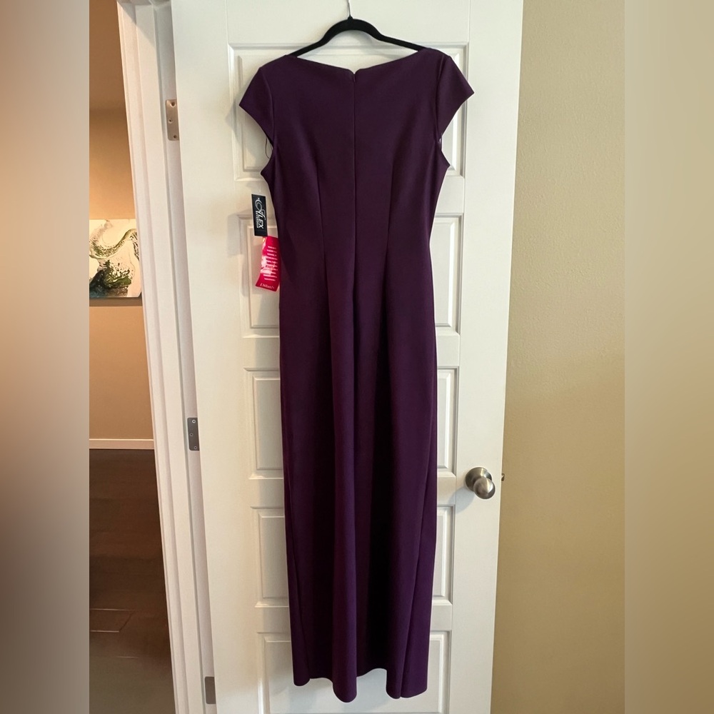 Alex Evenings Summer Plum Draped Sheath Special Occasion Long Dress Size 14 - Picture 10 of 10